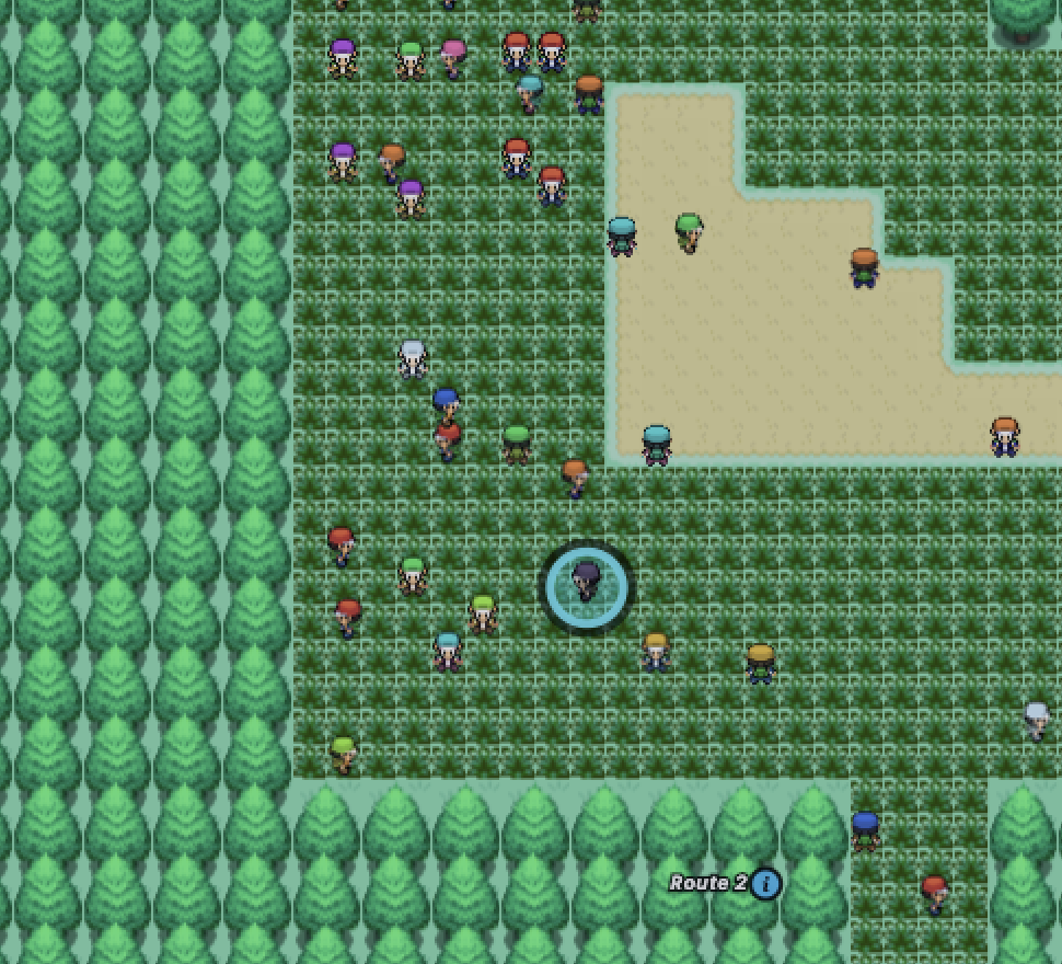 World map with the followed player highlighted by a blue ring
