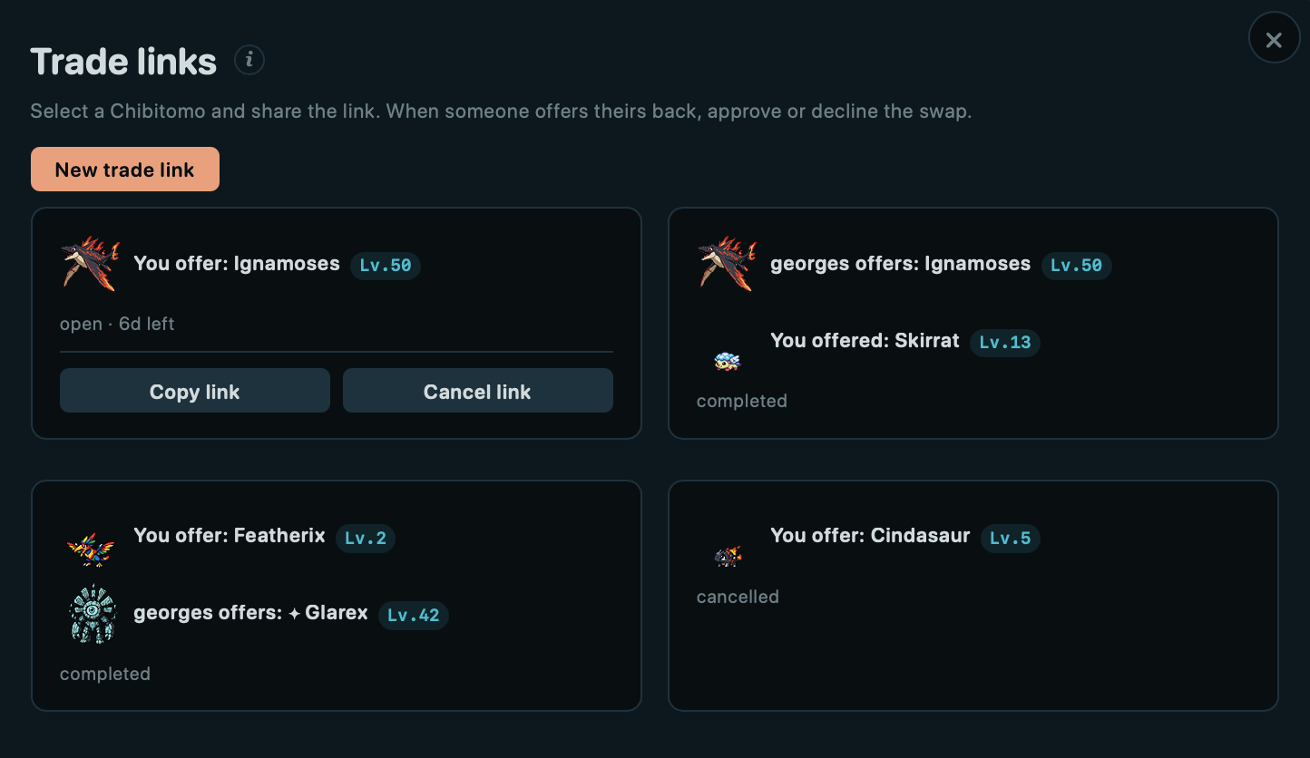 Trade Link Menu Bar